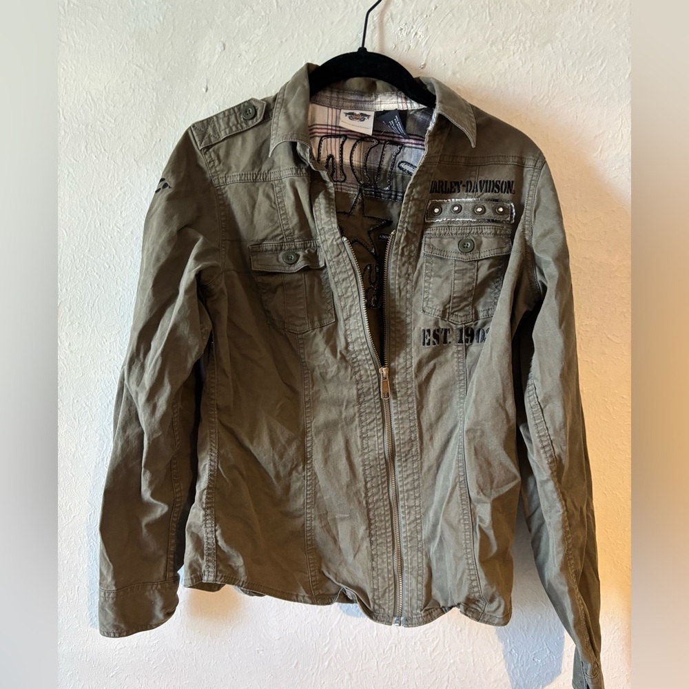 Harley Davidson Olive Green Jacket size small - Picture 1 of 7